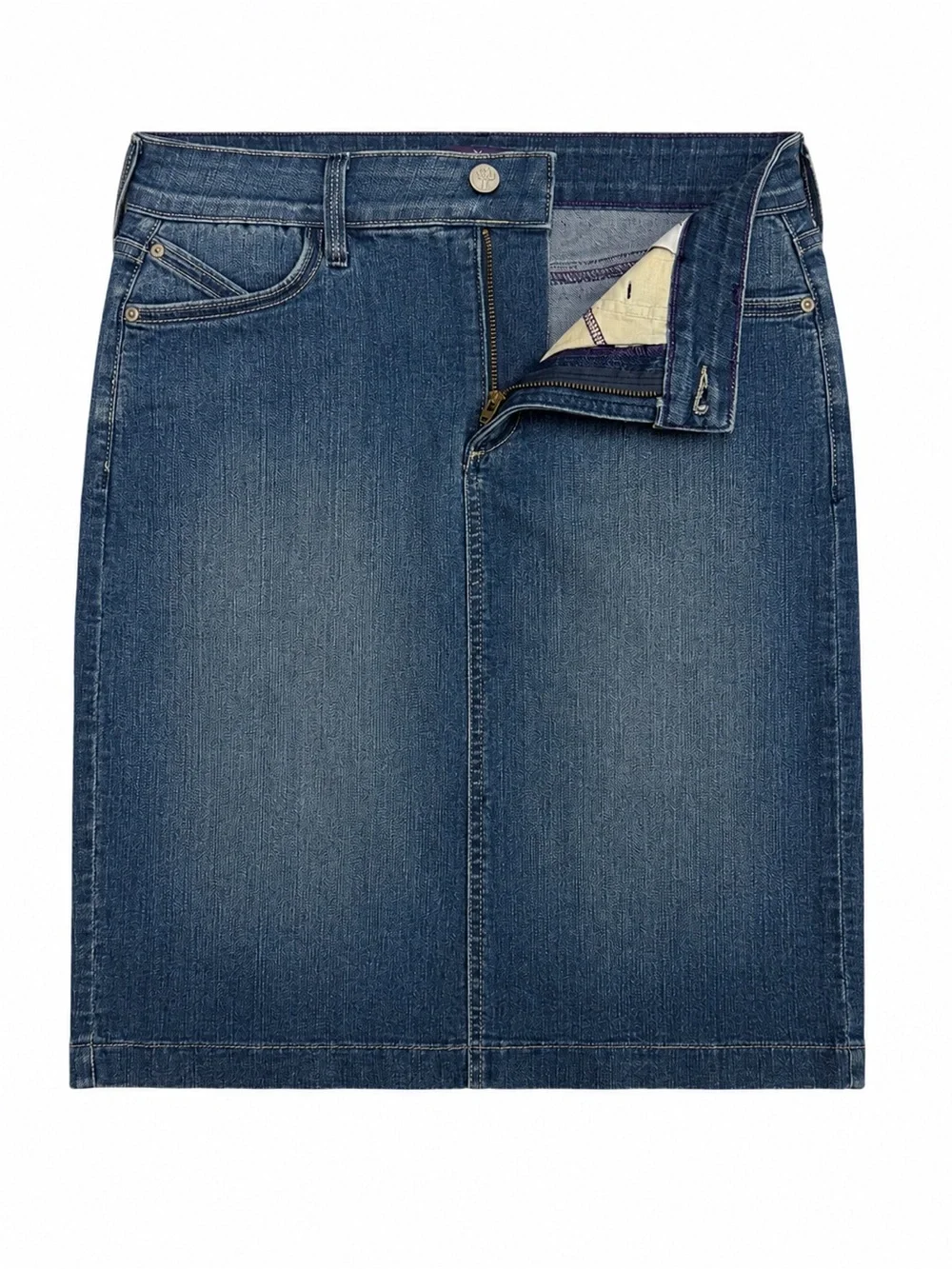 NYDJ Not Your Daughters Jeans Women's Five-Pocket Denim Distressed Skirt Size 4P - Picture 2 of 6